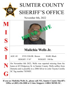 110822 Missing Malachia Wells Jr Dementia Found