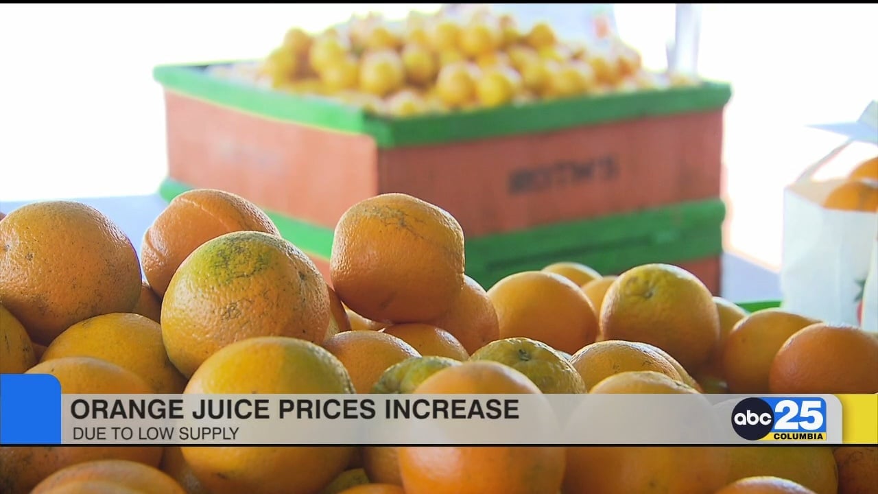 Orange juice prices increase due to low supply ABC Columbia