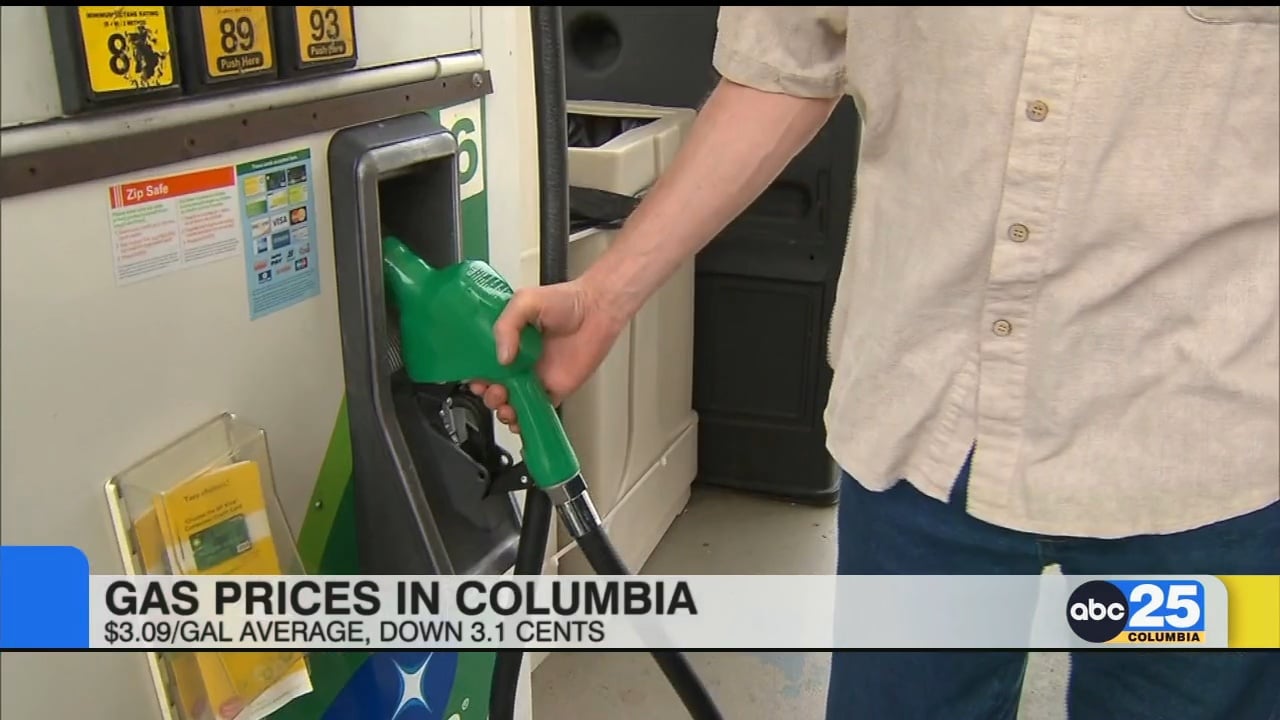 Gas prices in Columbia 3.09/gallon average ABC Columbia