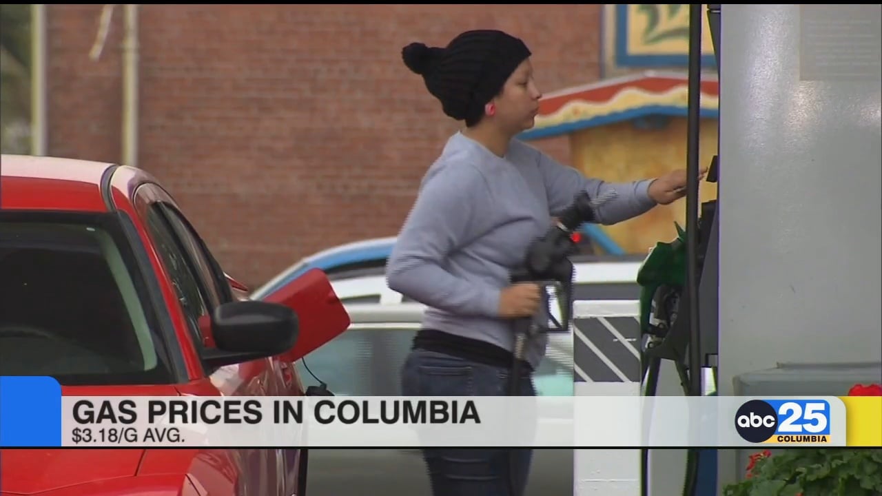 Gas prices in Columbia 3.18/ gallon average ABC Columbia