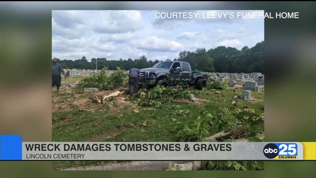 Wreck Damages Tombstones And Graves At Lincoln Cemetery
