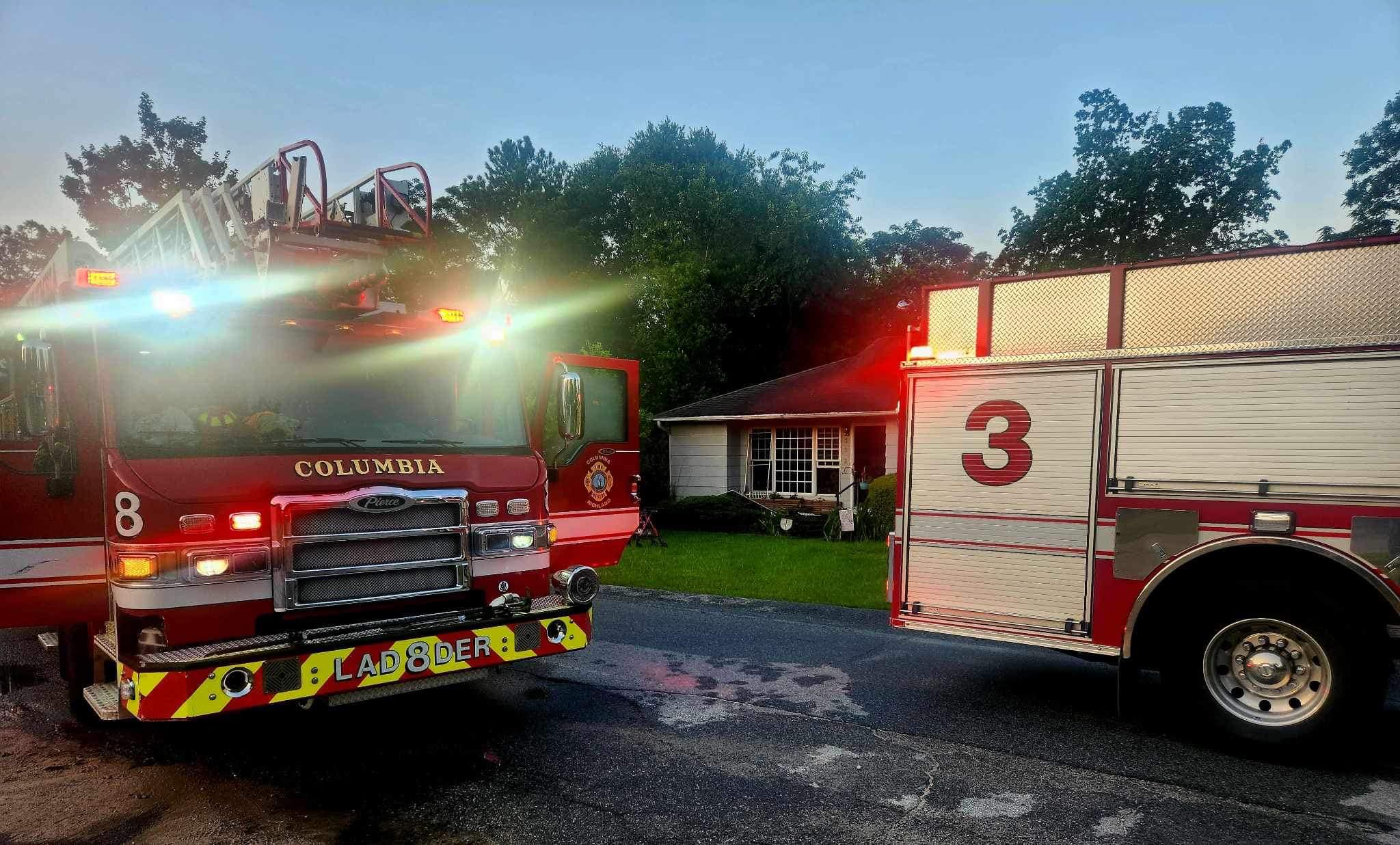 Columbia Fire Department extinguish house fire started by unattended