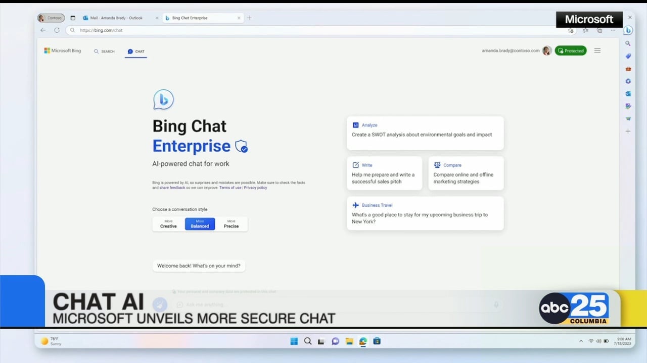 Microsoft unveils more secure AI-powered bing chat - ABC Columbia