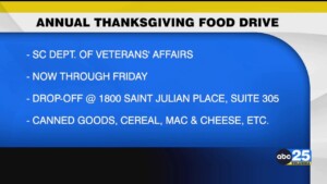 Sc Dept. Of Veterans' Affairs Holding Thanksgiving Food Drive