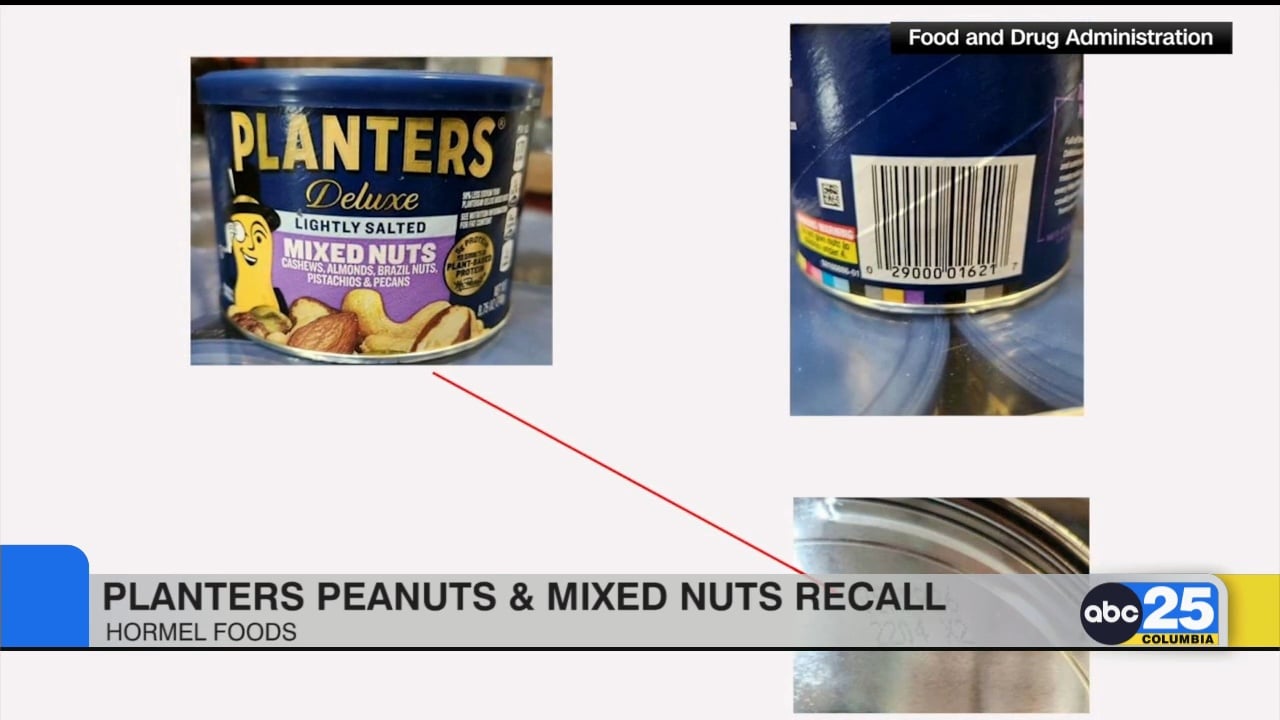 Planters peanuts and mixed nuts recall ABC Columbia