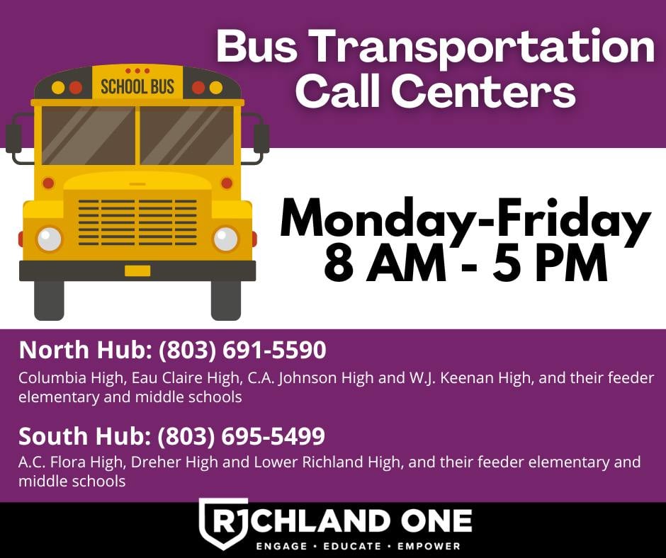 Richland One Providing Bus Transportation Call Centers As New School Year Begins