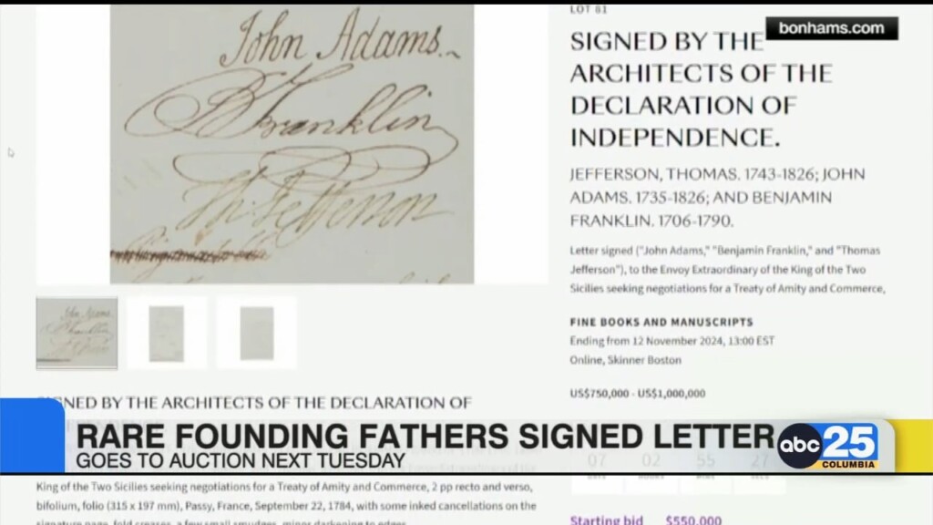 Rare Founding Fathers Signed Letter To Be Auctioned