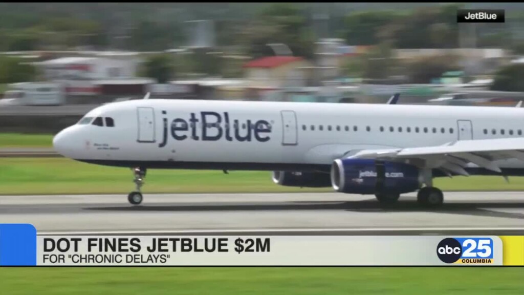 U.s. Department Of Transportation Fines Jetblue $2 Million