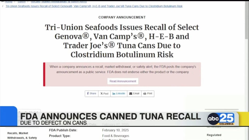 Fda Announces Canned Tuna Recall