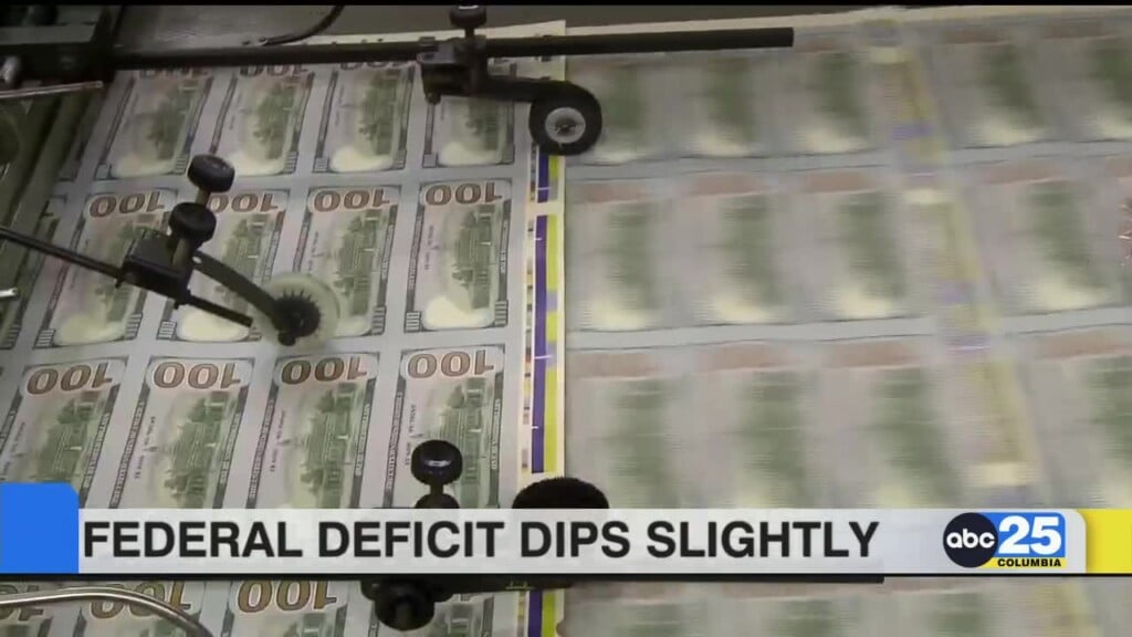 Federal Deficit Dips Slightly