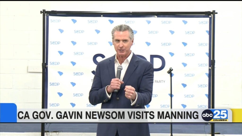 California Governor Gavin Newsom Speaks To Crowd Of Supporters In Manning