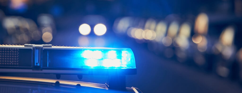 Siren Light On Roof Of Police Car