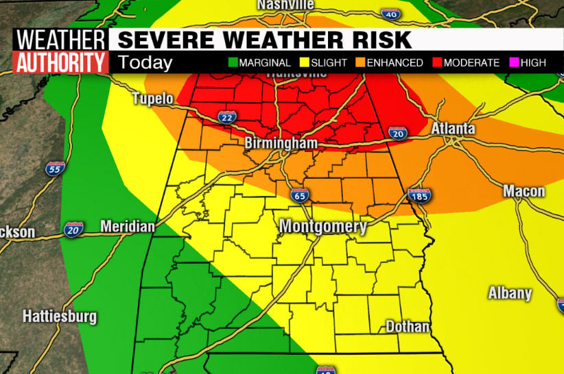 Severe Storms, Tornadoes Possible Across Alabama Tonight - Alabama News