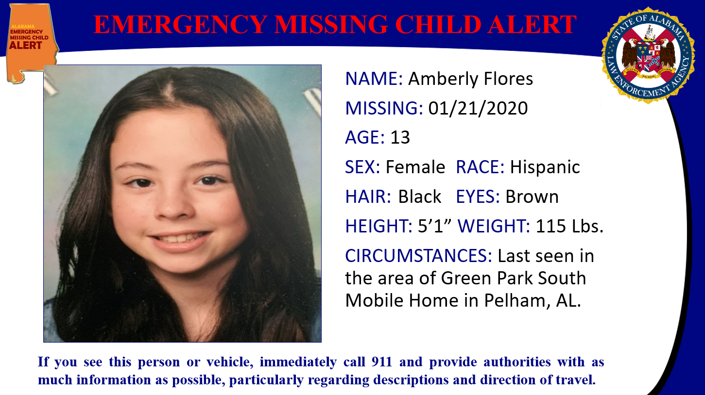 Update Missing 13 Year Old Amberly Flores Of Pelham Willingly Got Into A Black Suv Alabama News
