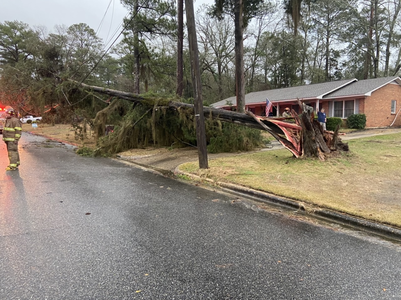 House in Waugh Struck by Lightning; Large Tree Down Causing Dozens of