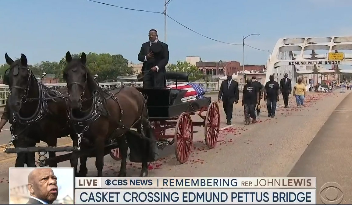 Body of Rep. John Lewis Makes Final Journey Across the Edmund Pettus
