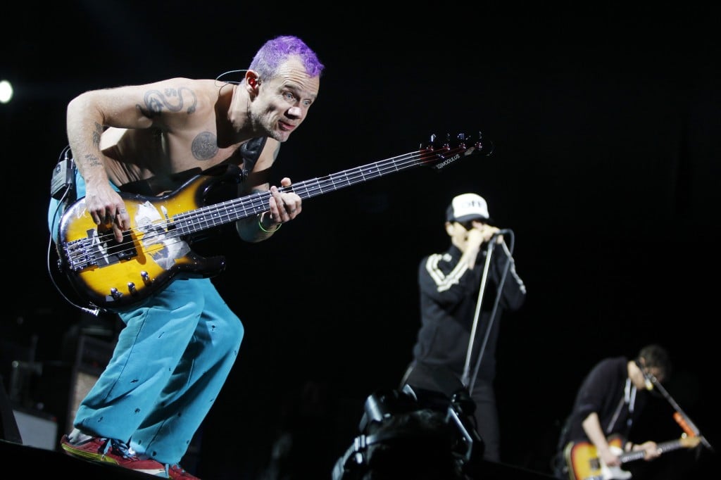 Red Hot Chili Peppers Bassist "flea" And Lead Singer Kiedis Perform During Their World Tour At The National Stadium In Lima