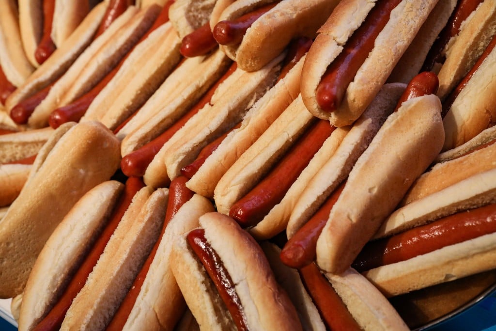 Hot Dogs Are Displayed During The Official Weigh In Ceremony For The Nathan's Famous Fourth Of July International Hot Dog Eating Contest At The Empire State Building In New York