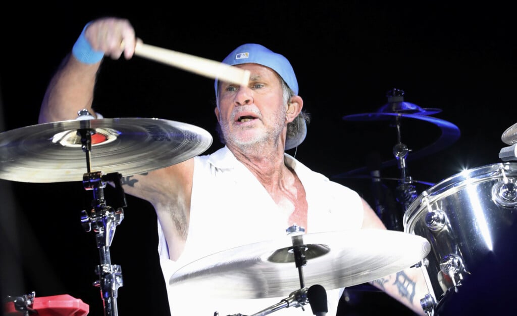 Drummer Chad Smith Of The Red Hot Chili Peppers Performs At Egypt's Giza Pyramids, On The Outskirts Of Cairo