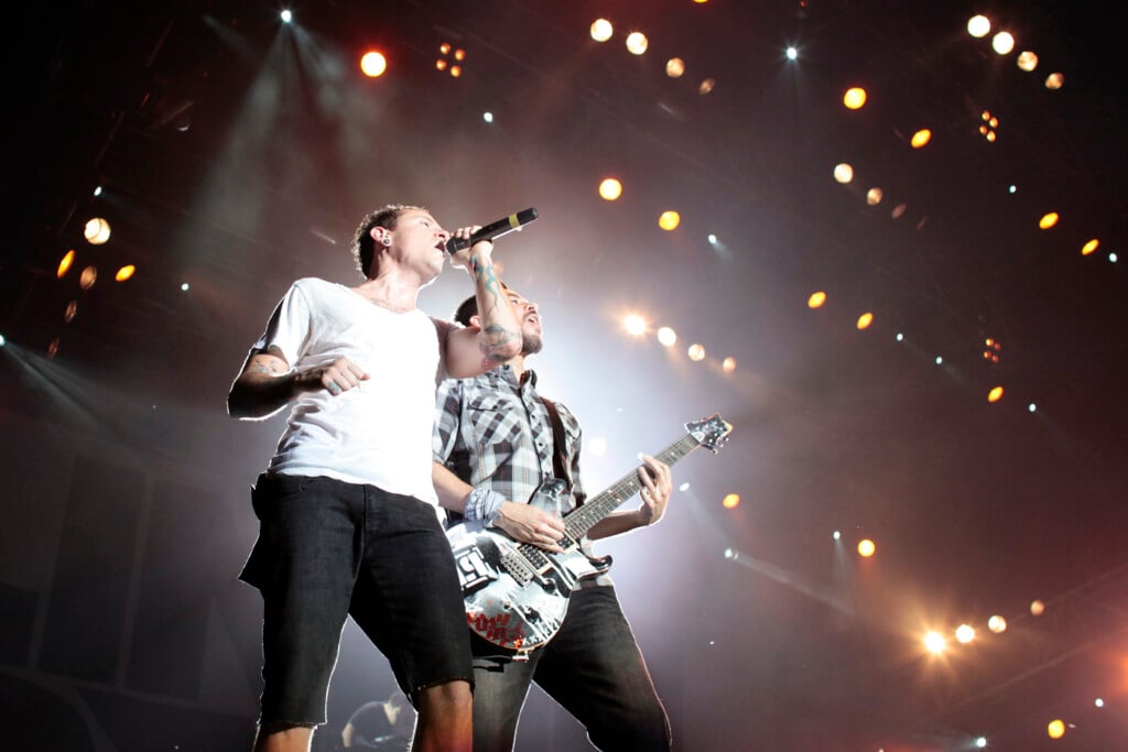 Linkin Park's Frontman Bennington And Shinoda Perform At A Concert In Shanghai