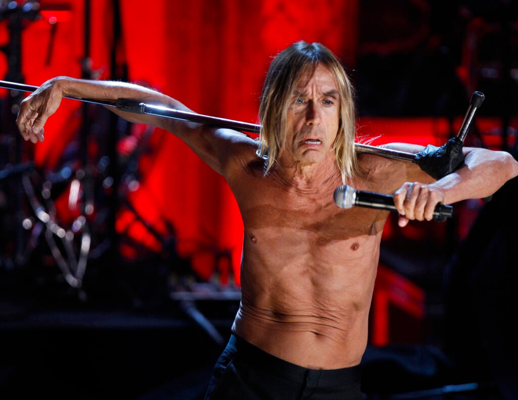 Singer Iggy Pop Performs With The Stooges After Being Honored With The Band During The 2010 Rock And Roll Hall Of Fame Induction Ceremony In New York
