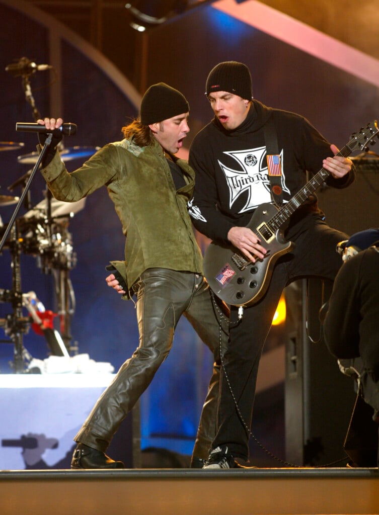Lead Singer Of Creed Stapp Performs During Olympic Medal Ceremony In Salt Lake City.