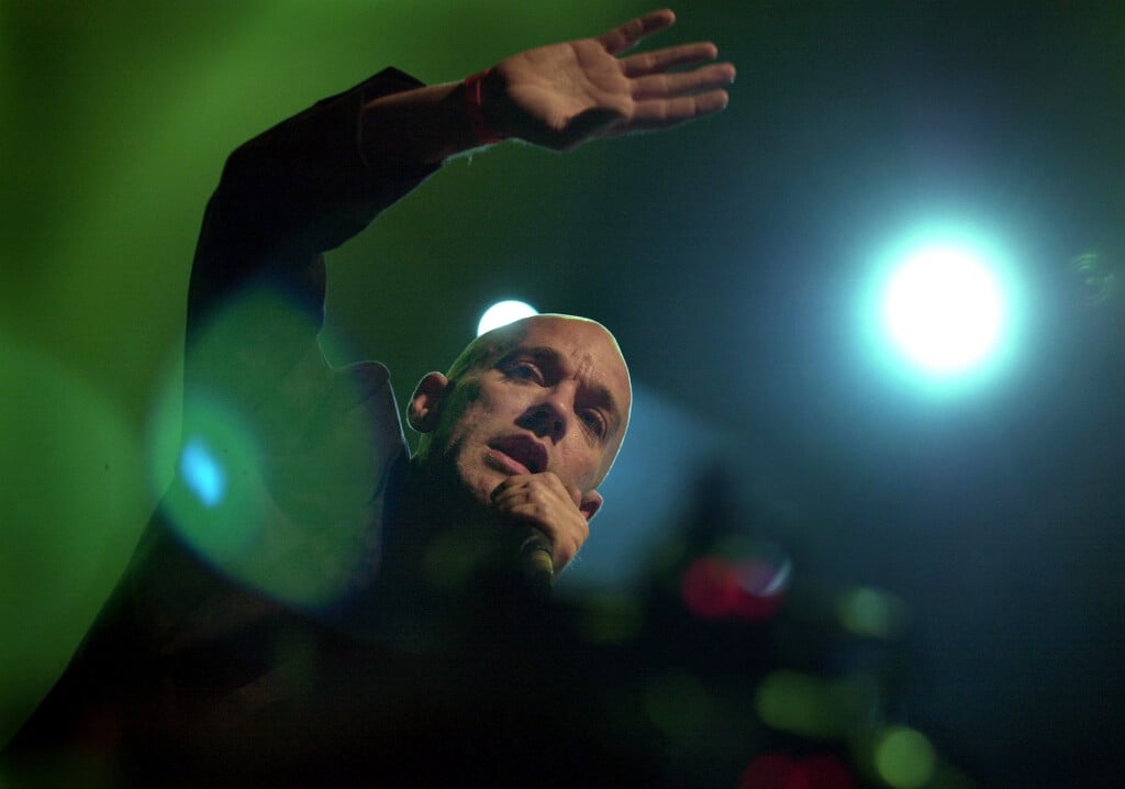 Singer Michael Stipe Of Us Band Rem Performs A Song In Frankfurt Prior To The Mtv Awards.