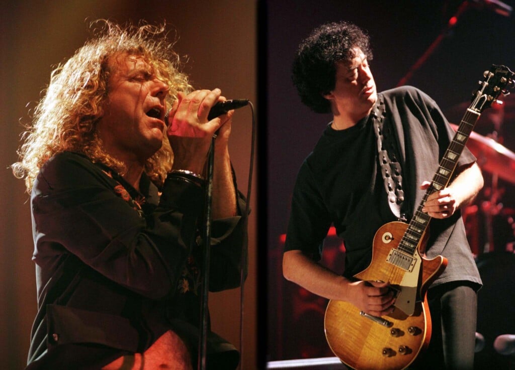 In This Combination Picture, Rock Legend Robert Plant Sings During "the Voice And The Guitar Of Led ..