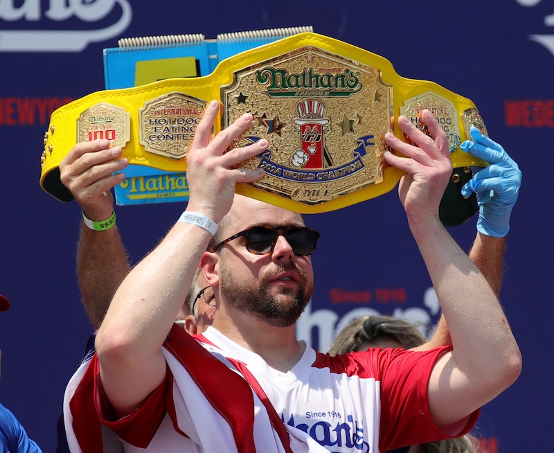 Patrick Bertoletti Wins His First Title At Annual Nathan’s Hot Dog Eating Contest