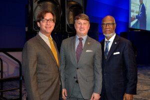 Ben Young, Georgia Trend Publisher, Pat Wilson, 2023 Georgian of the Year and Calvin Smyre Hall of Fame Inductee at the event for 2023 Most Influential Georgians
