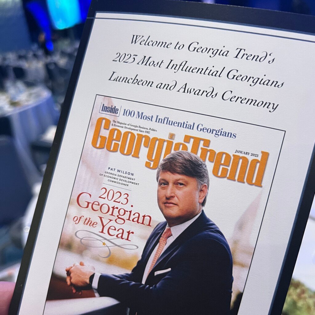 Cover of award ceremony program with Georgia Trend cover for Georgian of the Year 2023
