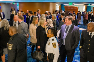 2023 Most Influential Georgians people in foyer talking in event space