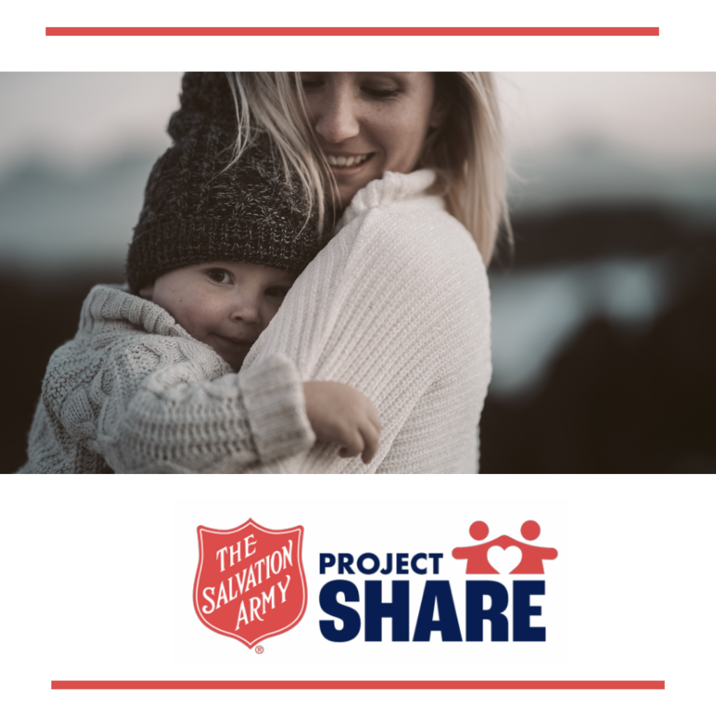 Project Share logo and a picture of a mom and child with a hat on Publisher Georgia Trend Ben Young Article