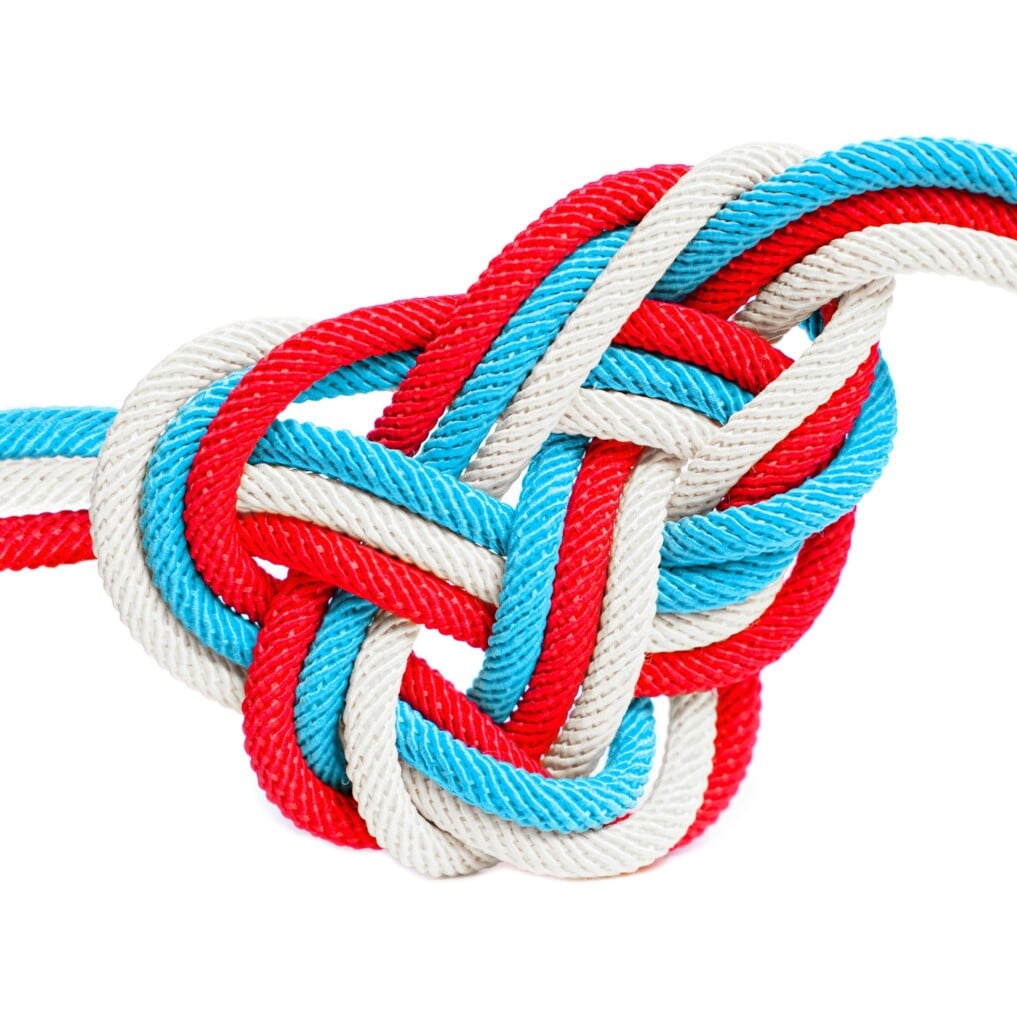 Dyed Cotton Cords Braided Into A Celtic Knot