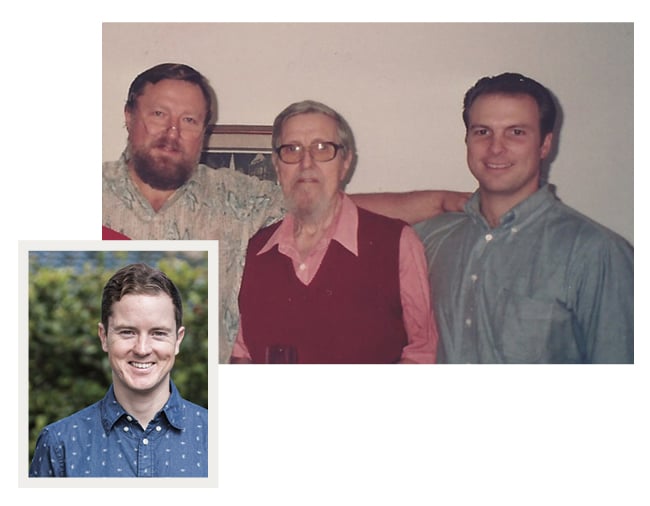 Above, from left: Three generations, Joel Murphy, Joe Murphy and Jeff Murphy. Inset: Ross Conquest, Joe and Ethel Murphy’s grandson. 
