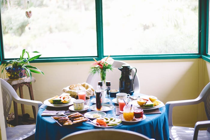 Tropical Storm Iselle left the Hale Moana Bed and Breakfast without electricity or running water for nine days. Now things are back to normal, which includes breakfasts of banana pancakes, Kona coffee and fresh fruit grown in the garden. Photo: Ciara Enriquez