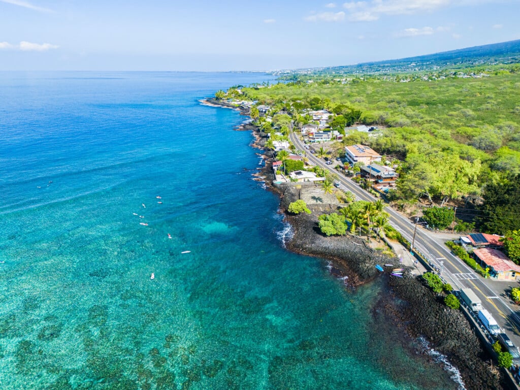 Aerial Of Kahalu'u Bay, Kailua Kona, Hawaii Island, Hawaii, Usa