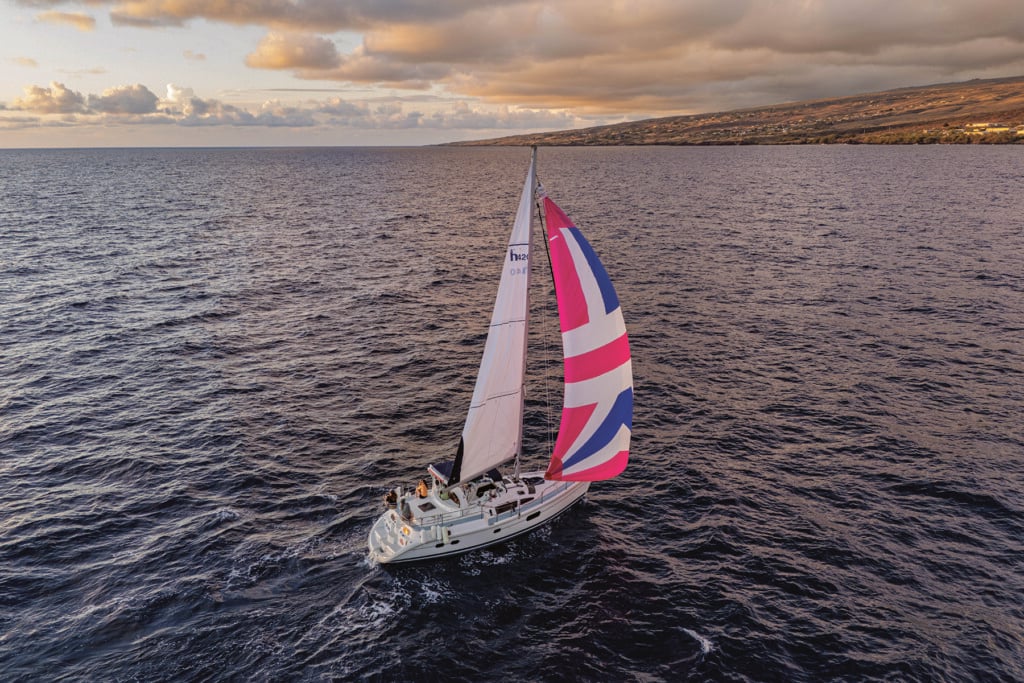 Aerial View Of The Sailboat Pua, With Spinnaker Flying, Off Of K