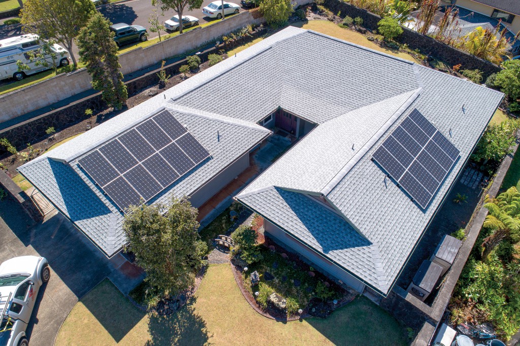 aerial view of solar roofing