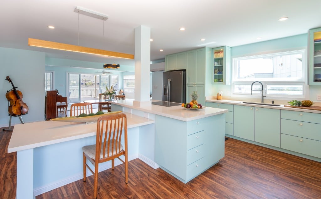 renovated blue kitchen