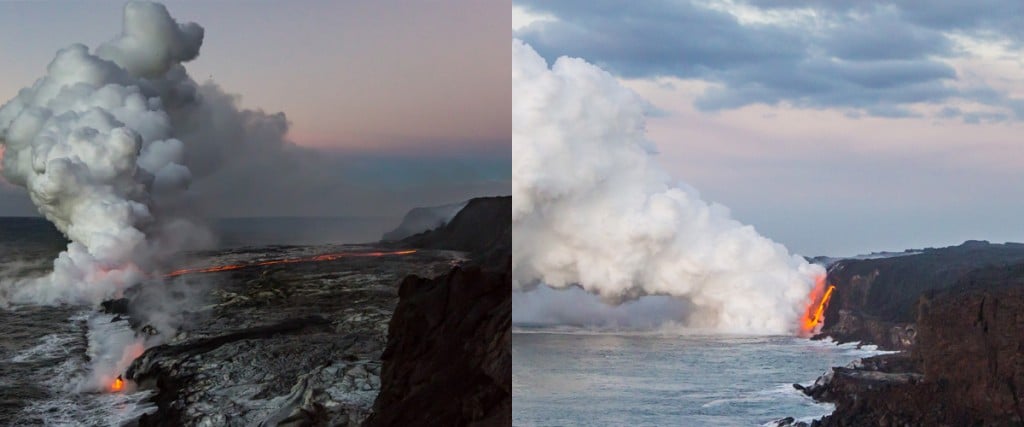 lava flow collapse big island before and after