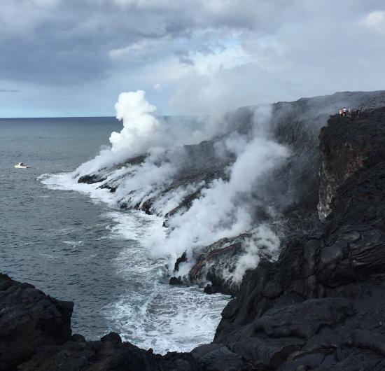 lava flow ocean big island hawaii
