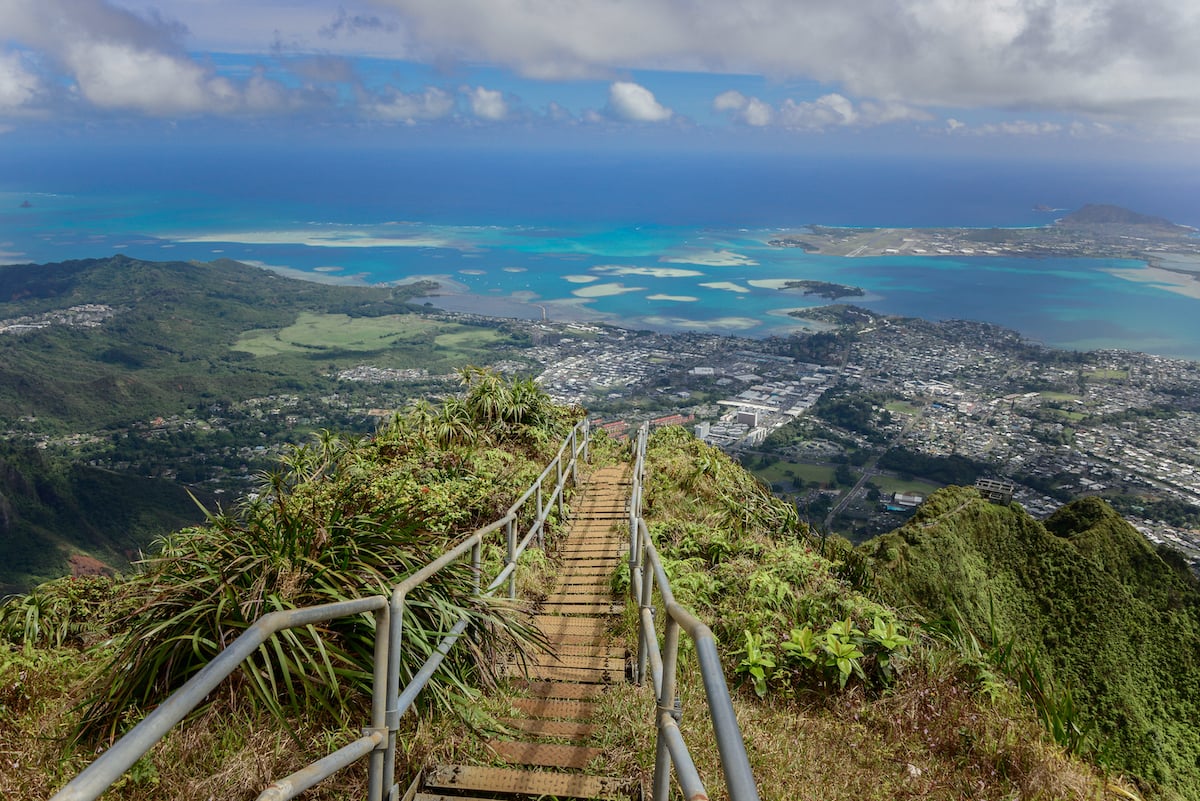 Long Staircase High Way To Heaven Empty Stair Steps Along Cloud In