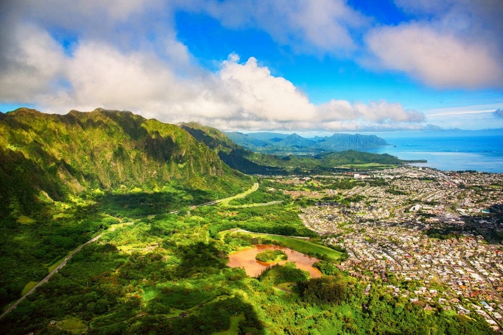 Suburban Oahu Aerial Landscape