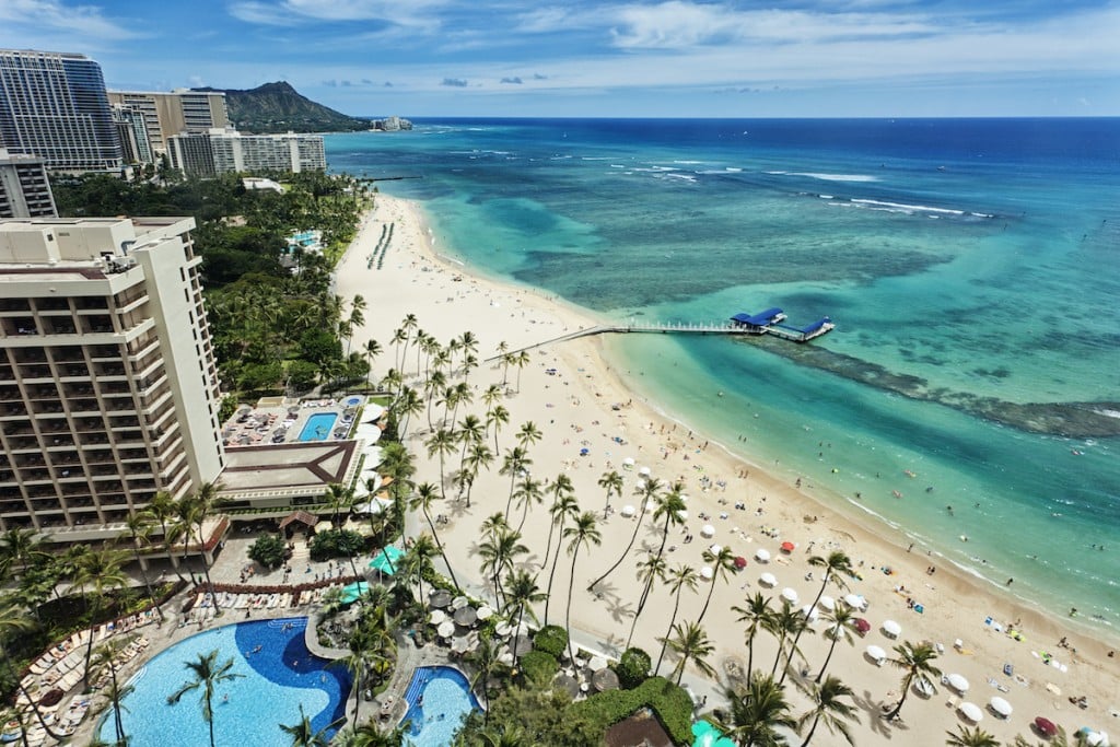 Aerial View Of Waikiki Beach And Diamond Head
