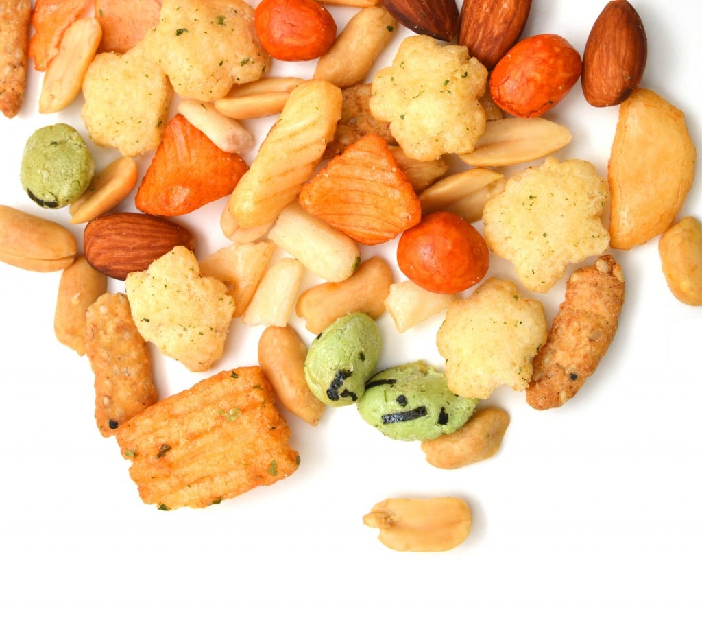 Arare (japanese Crackers) On A White Background