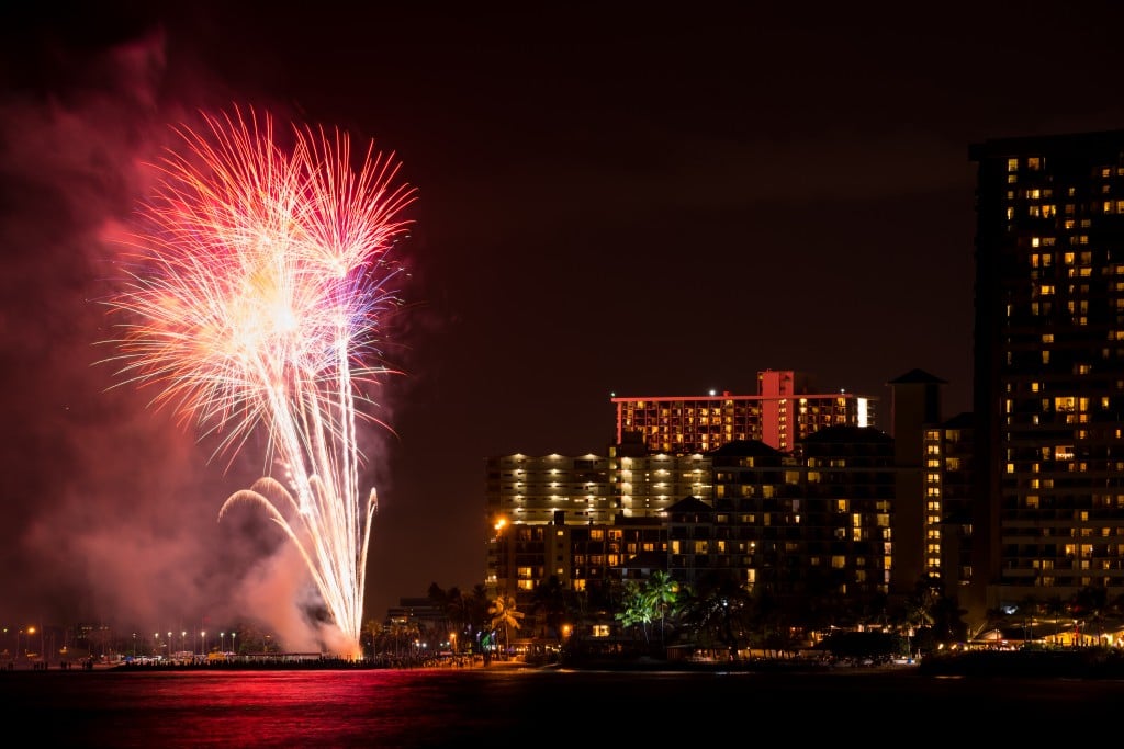 Fireworks On Waikiki Beach