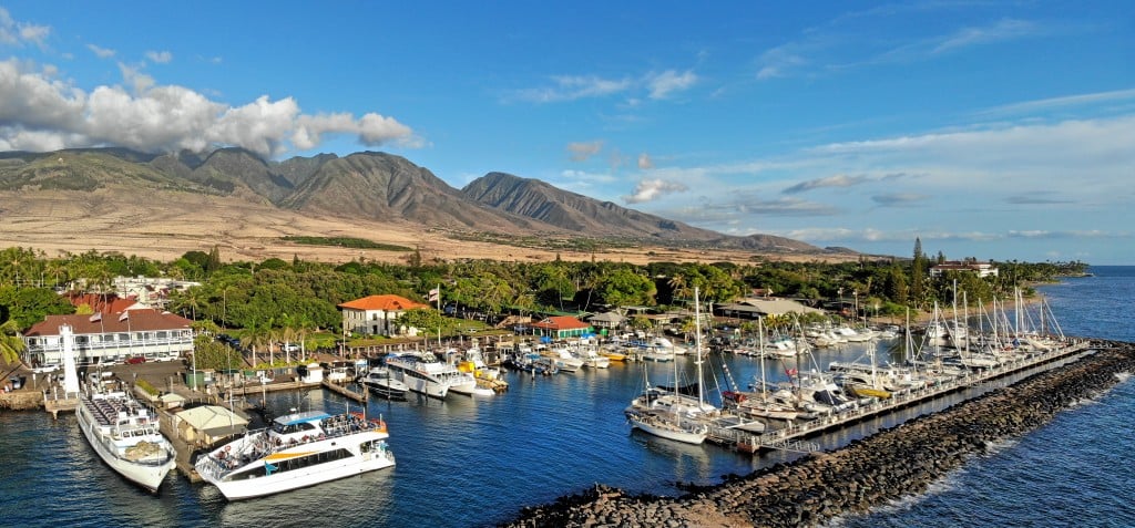 An Aerial View Of Lahaina Harbor On Maui, Hawaii