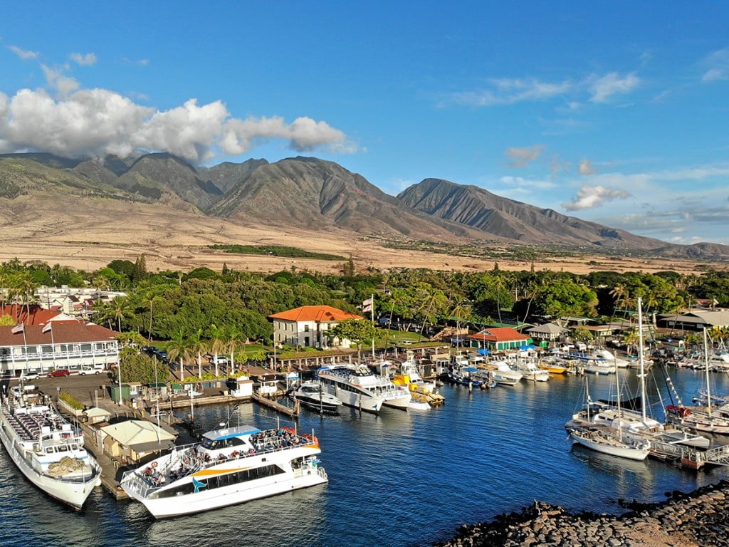 An Aerial View Of Lahaina Harbor On Maui, Hawaii