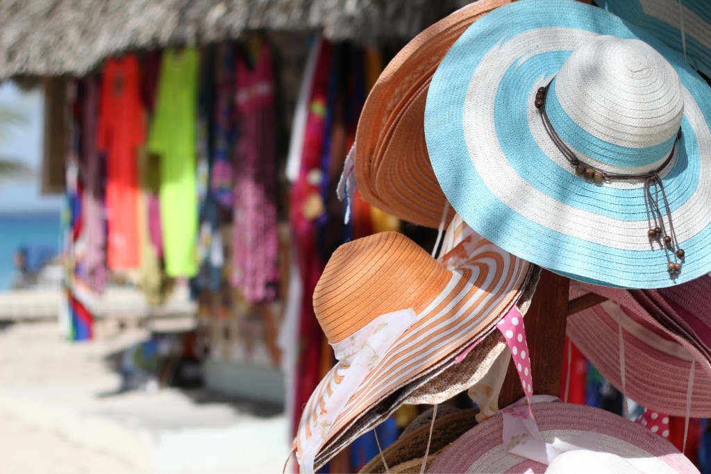 Sale Of Handmade Hats And Clothes In A Beach Market